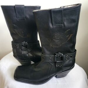 Siren Black Leather Cowboy Boots Women’s Sz 5.5 Rodeo Coastal Cowgirl Boho